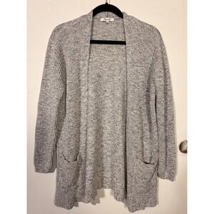 Madewell Heathered Marled Knit Open Front Cardigan Sweater Gray S